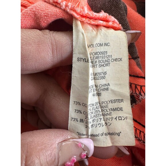 Volcom Juniors Sound Check Florescent Orange Denim Jeans Short Shorts 3/26 - Picture 6 of 6